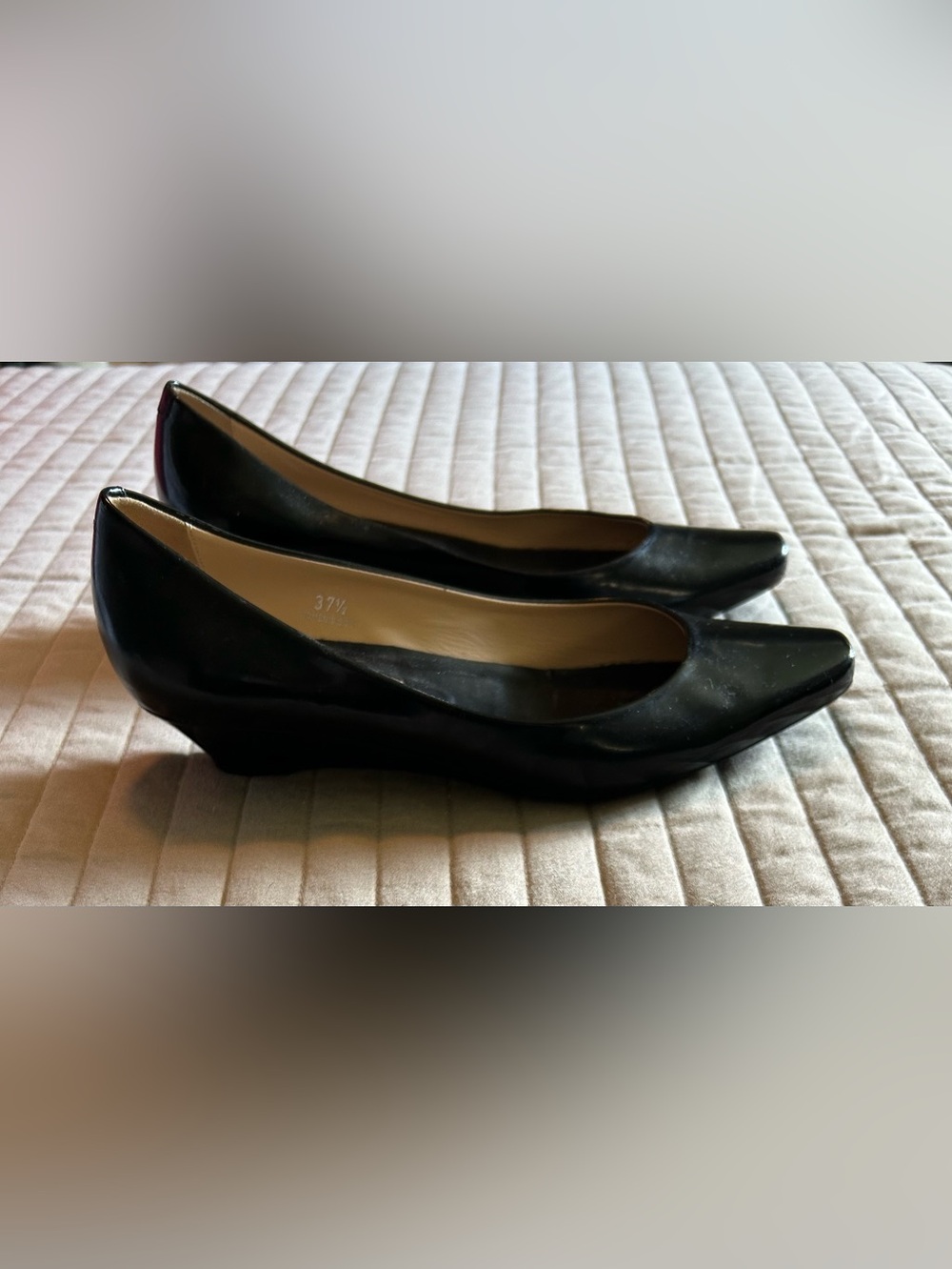 TOD'S Black Patent Leather Pointed-Toe Wedge Heels - Picture 3 of 11